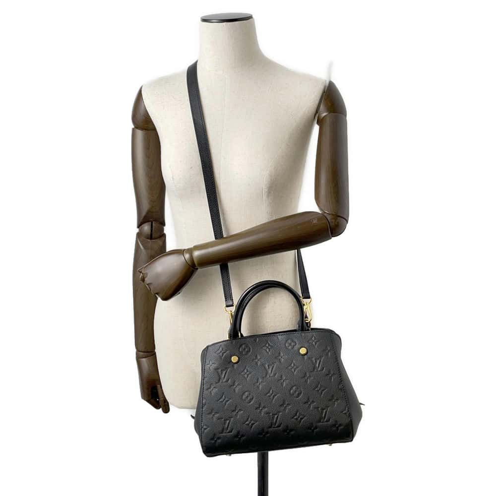 LOUIS VUITTON Montaigne Noir M41053 Monogram Empreinte Leather Size BB