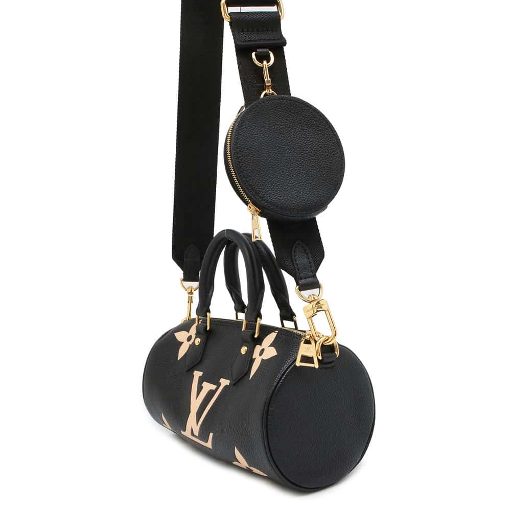 LOUIS VUITTON Papillon Noir/ Beige M45980 Monogram Empreinte Leather Size BB