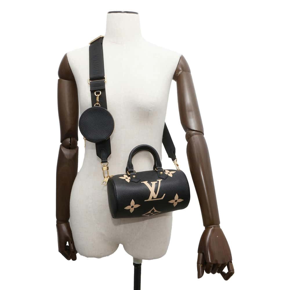 LOUIS VUITTON Papillon Noir/ Beige M45980 Monogram Empreinte Leather Size BB