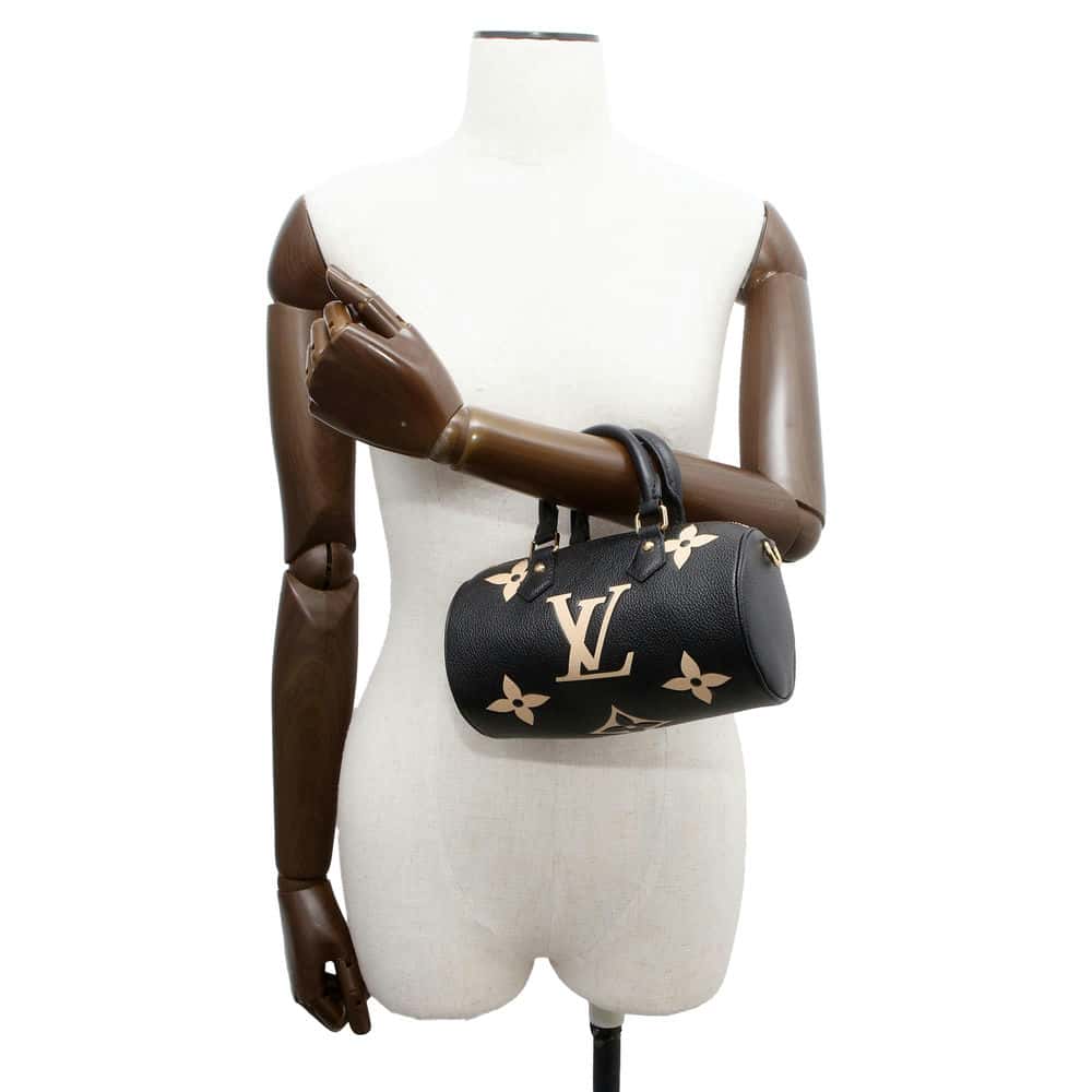 LOUIS VUITTON Papillon Noir/ Beige M45980 Monogram Empreinte Leather Size BB