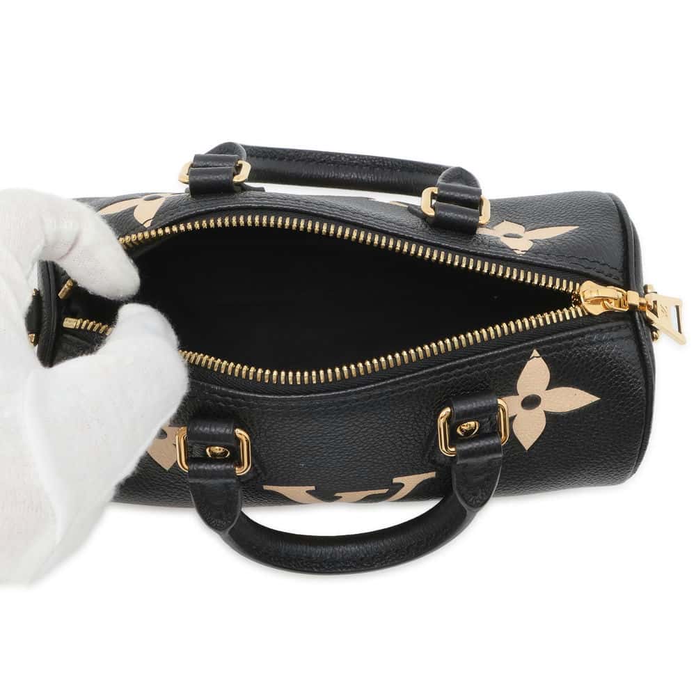 LOUIS VUITTON Papillon Noir/ Beige M45980 Monogram Empreinte Leather Size BB
