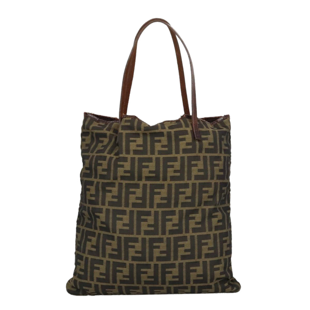 FENDI Zucca Canvas Tote Bag Brown Black 98219
