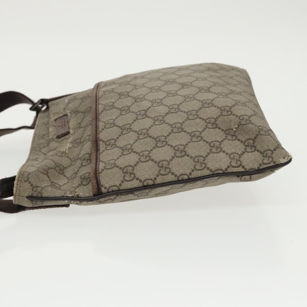 GUCCI GG Supreme Shoulder Bag PVC Beige Silver 141626 98221