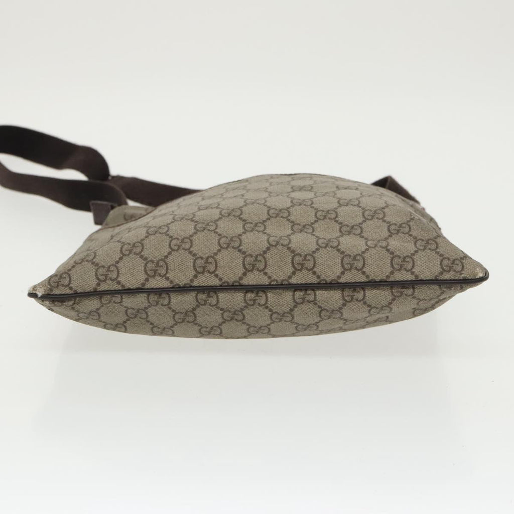 GUCCI GG Supreme Shoulder Bag PVC Beige Silver 141626 98221