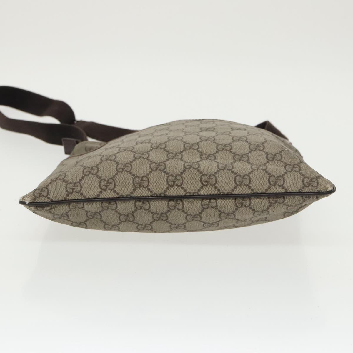 GUCCI GG Supreme Shoulder Bag PVC Beige Silver 141626 98221