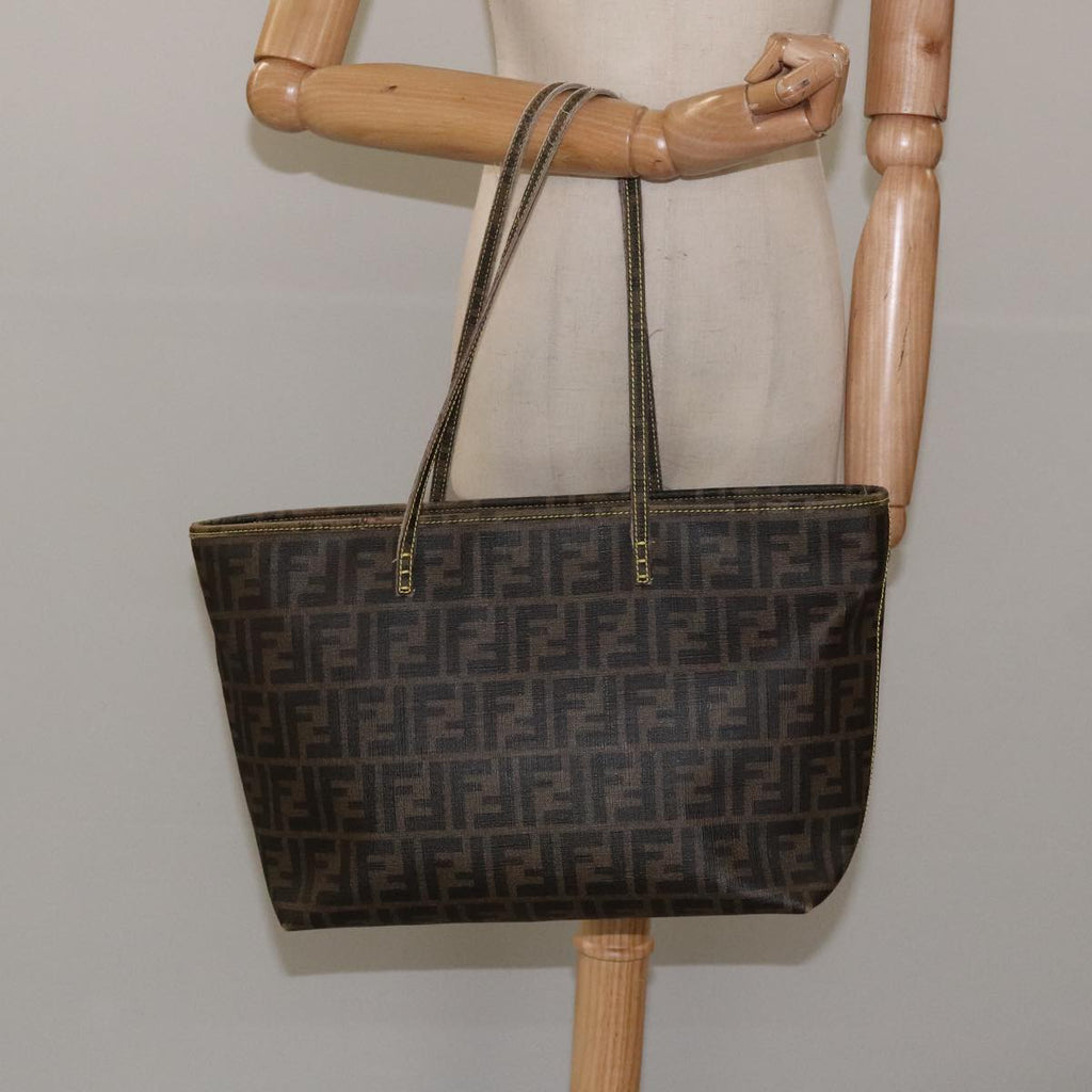 FENDI Zucca Canvas Tote Bag Brown Black 98230