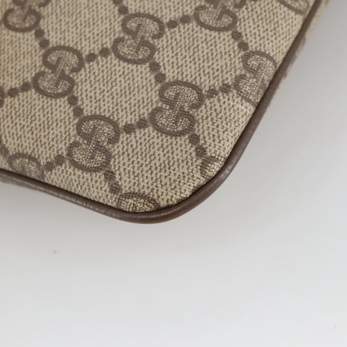 GUCCI GG Supreme Web Sherry Line Shoulder Bag PVC Beige Gold 98279