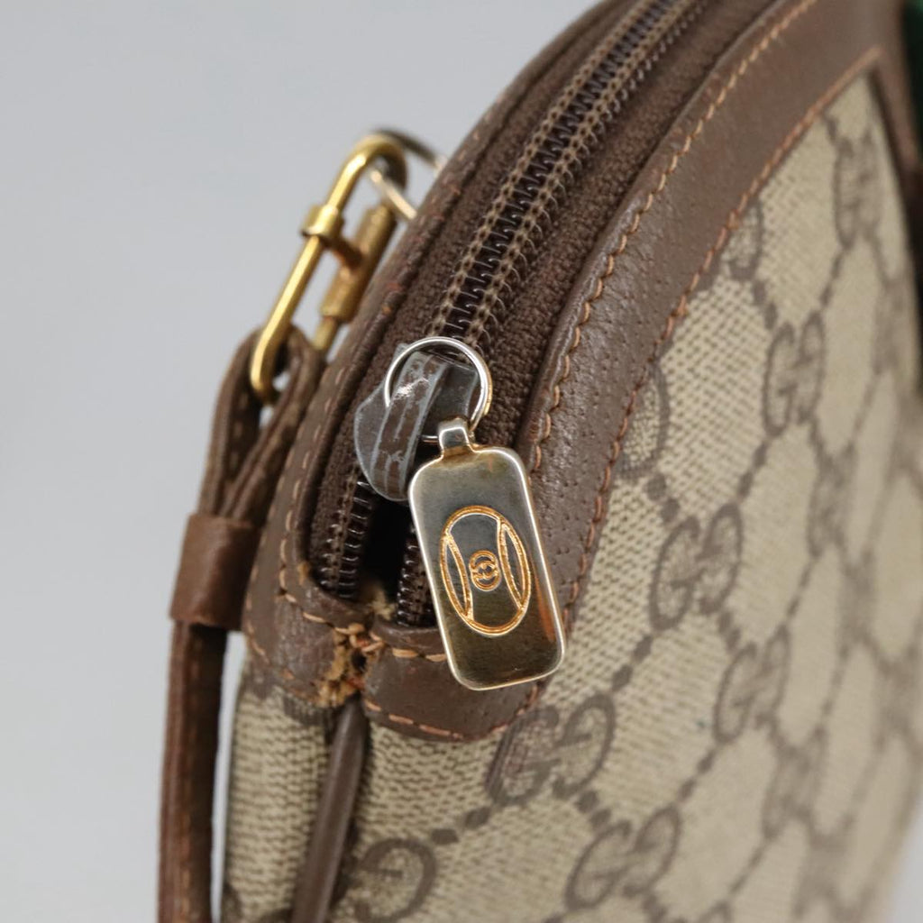 GUCCI GG Supreme Web Sherry Line Shoulder Bag PVC Beige Gold 98279