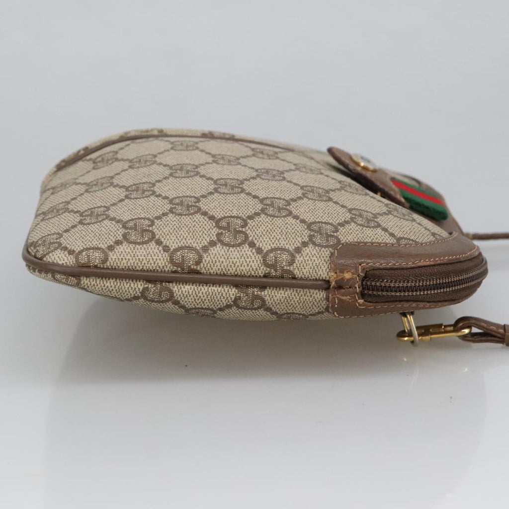 GUCCI GG Supreme Web Sherry Line Shoulder Bag PVC Beige Gold 98279