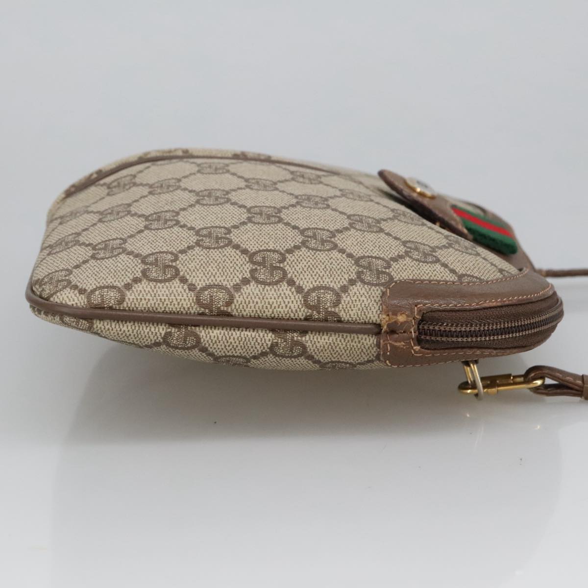 GUCCI GG Supreme Web Sherry Line Shoulder Bag PVC Beige Gold 98279