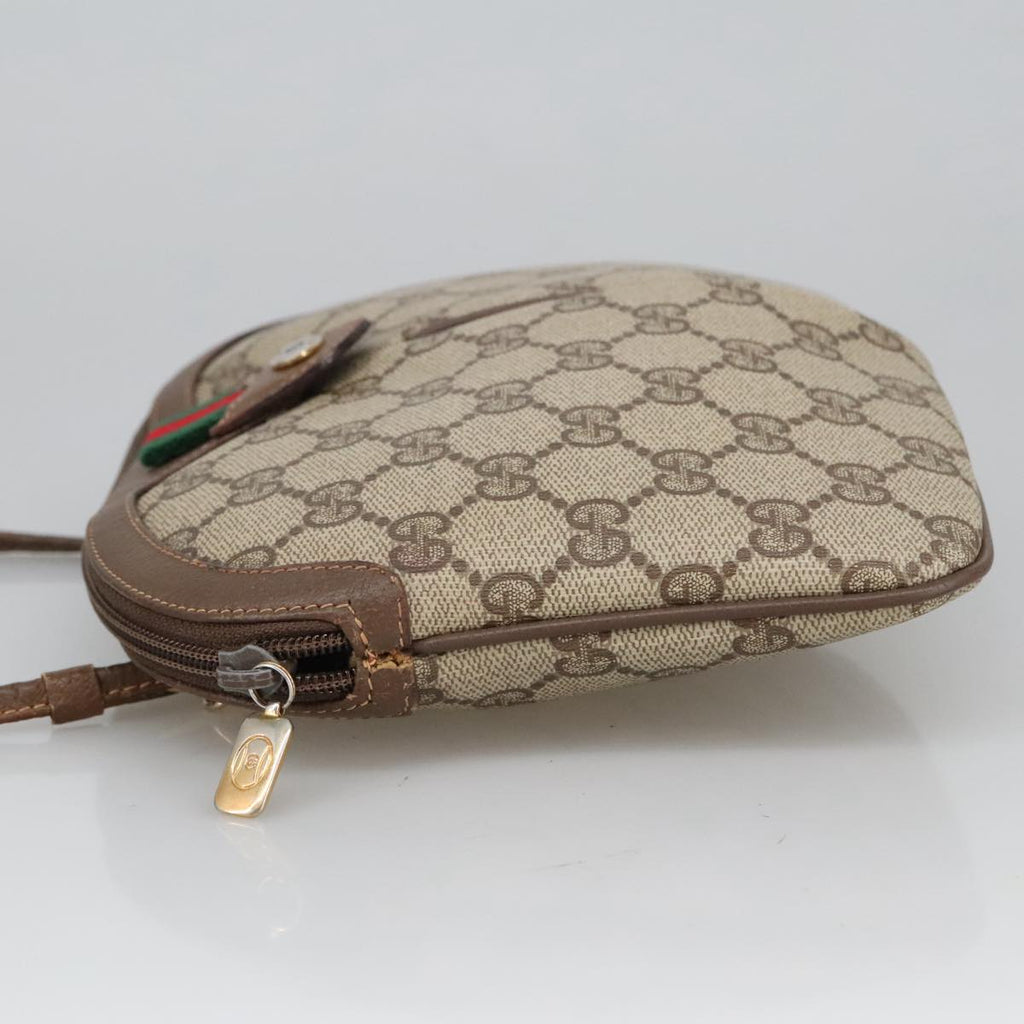 GUCCI GG Supreme Web Sherry Line Shoulder Bag PVC Beige Gold 98279