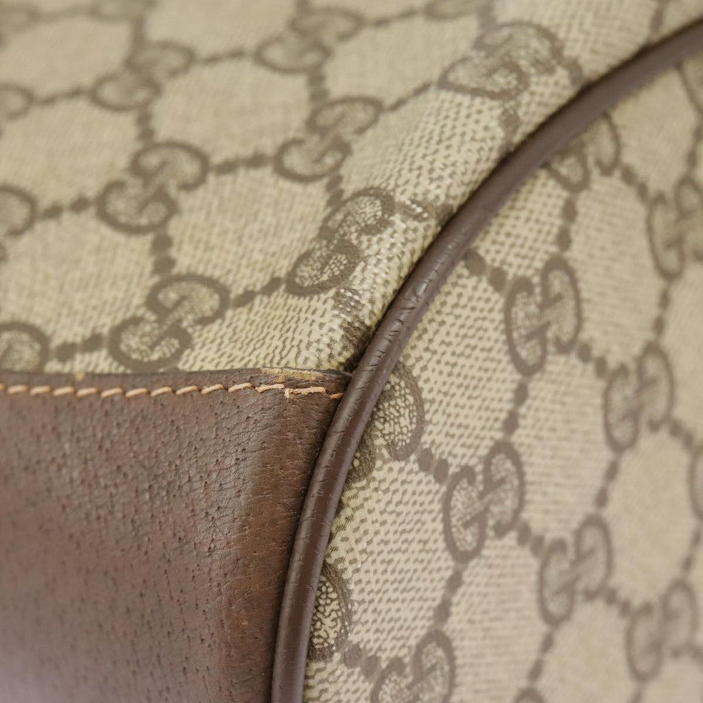 GUCCI GG Supreme Shoulder Bag PVC Beige Gold Web Sherry Line 98280