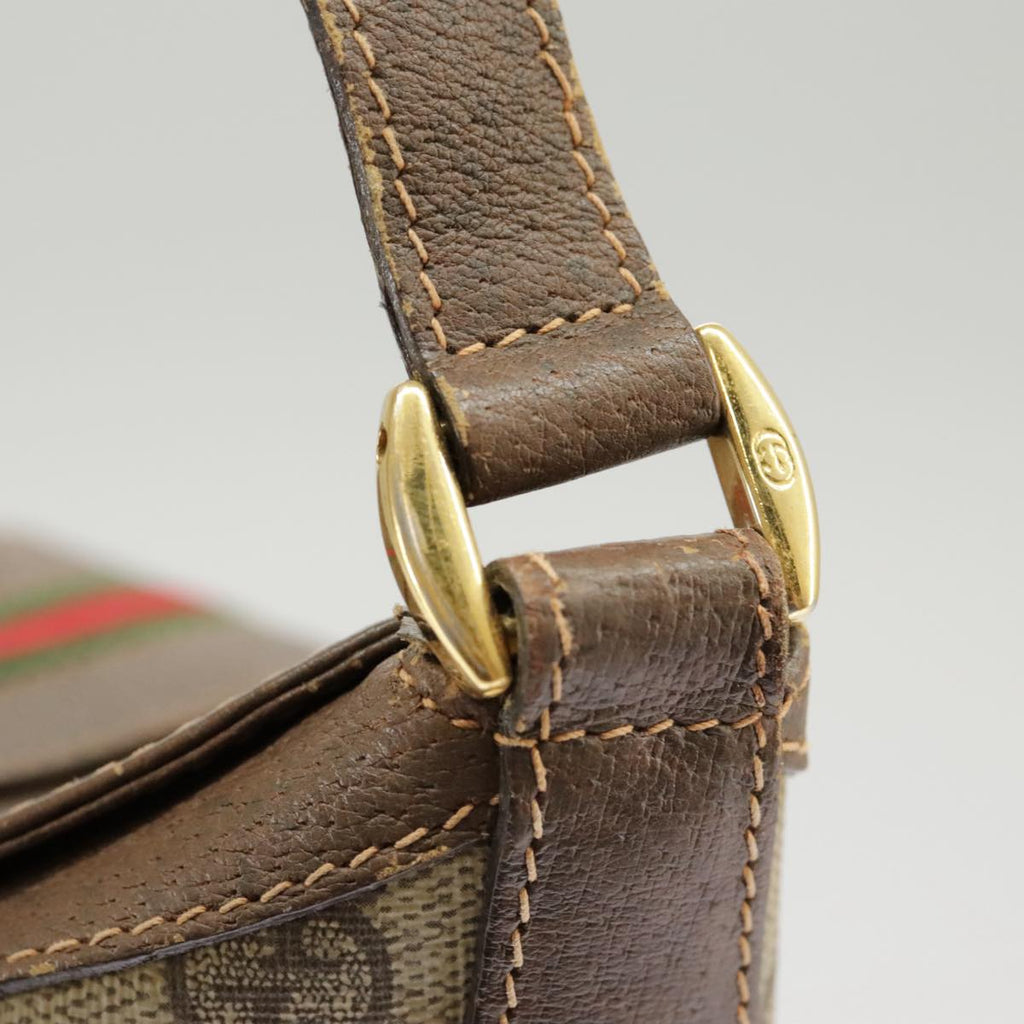 GUCCI GG Supreme Shoulder Bag PVC Beige Gold Web Sherry Line 98280