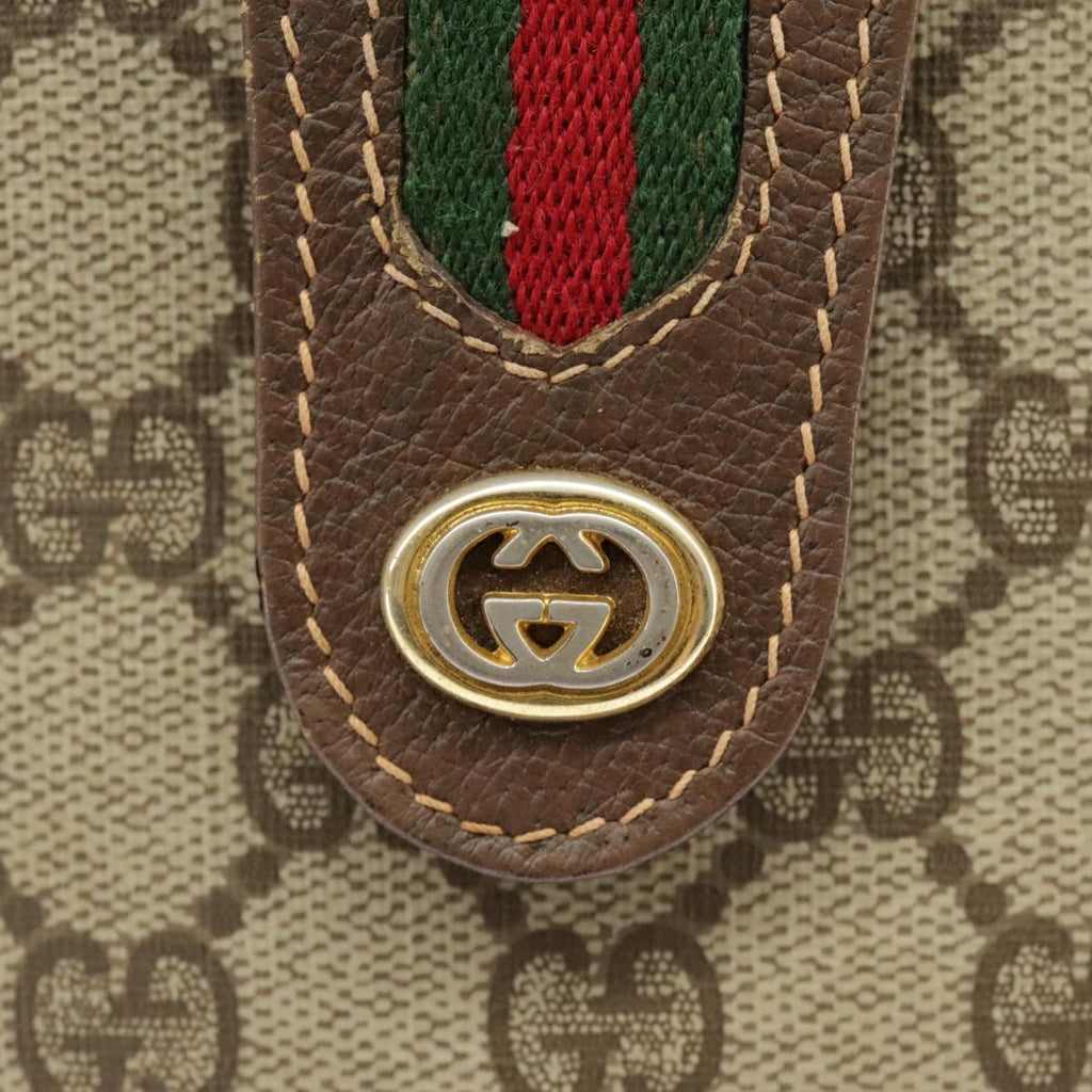 GUCCI GG Supreme Shoulder Bag PVC Beige Gold Web Sherry Line 98280