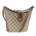GUCCI GG Supreme Shoulder Bag PVC Beige Gold Web Sherry Line 98280