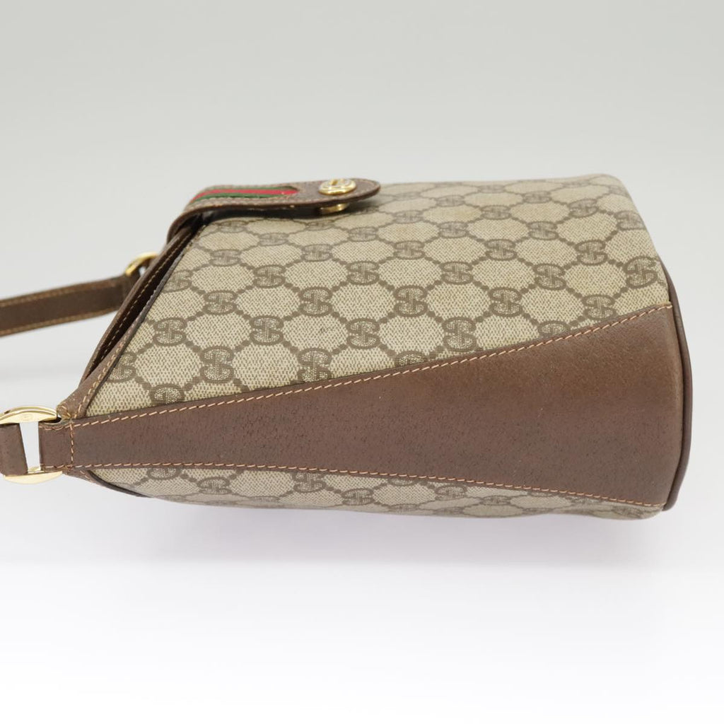 GUCCI GG Supreme Shoulder Bag PVC Beige Gold Web Sherry Line 98280