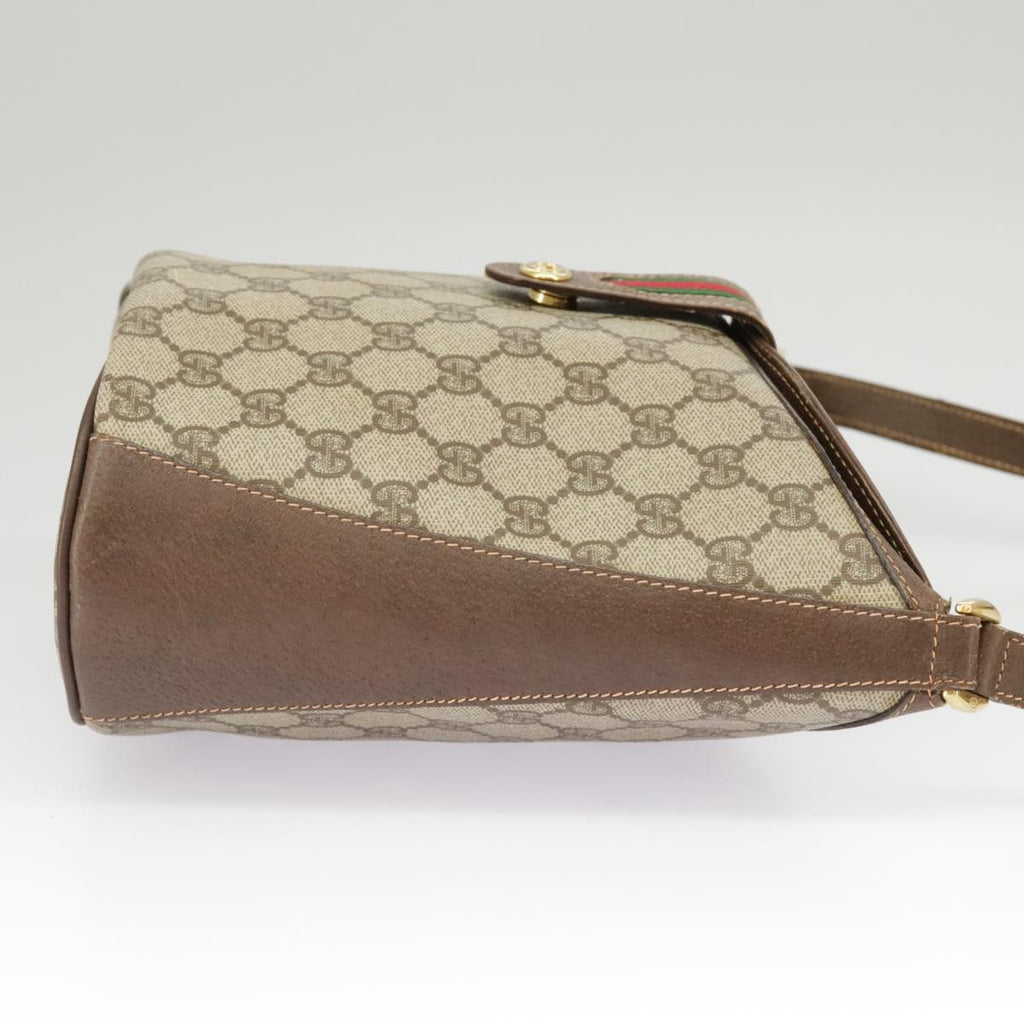 GUCCI GG Supreme Shoulder Bag PVC Beige Gold Web Sherry Line 98280