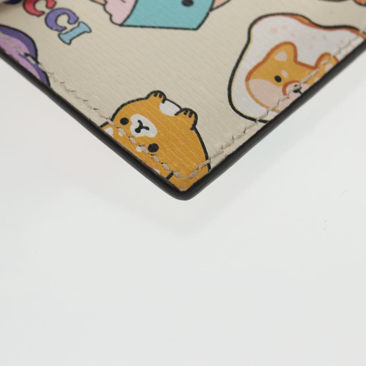 GUCCI Card Case Leather White Gold 736783 98281
