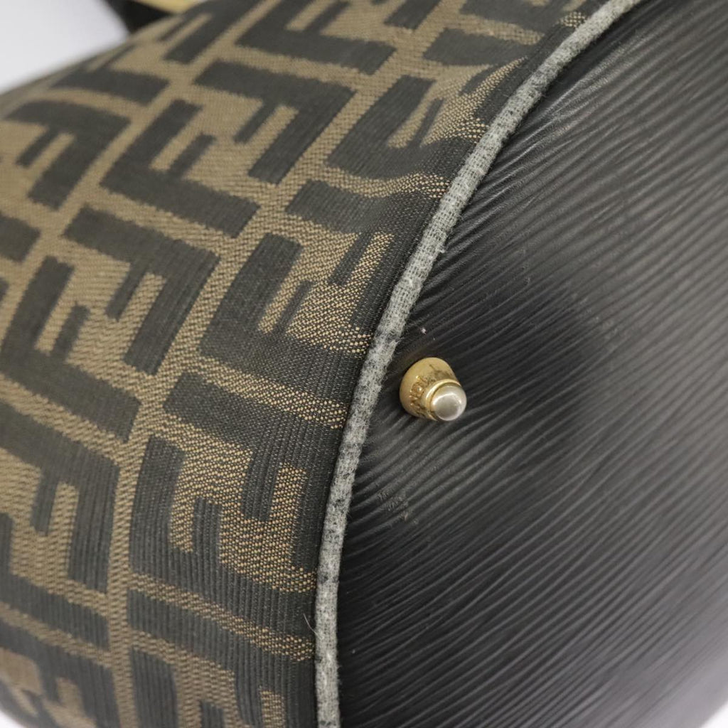 FENDI Zucca Canvas Hand Bag Brown Black Gold 98285