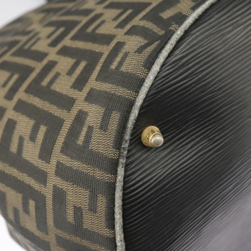 FENDI Zucca Canvas Hand Bag Brown Black Gold 98285