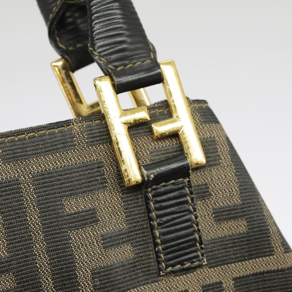 FENDI Zucca Canvas Hand Bag Brown Black Gold 98285