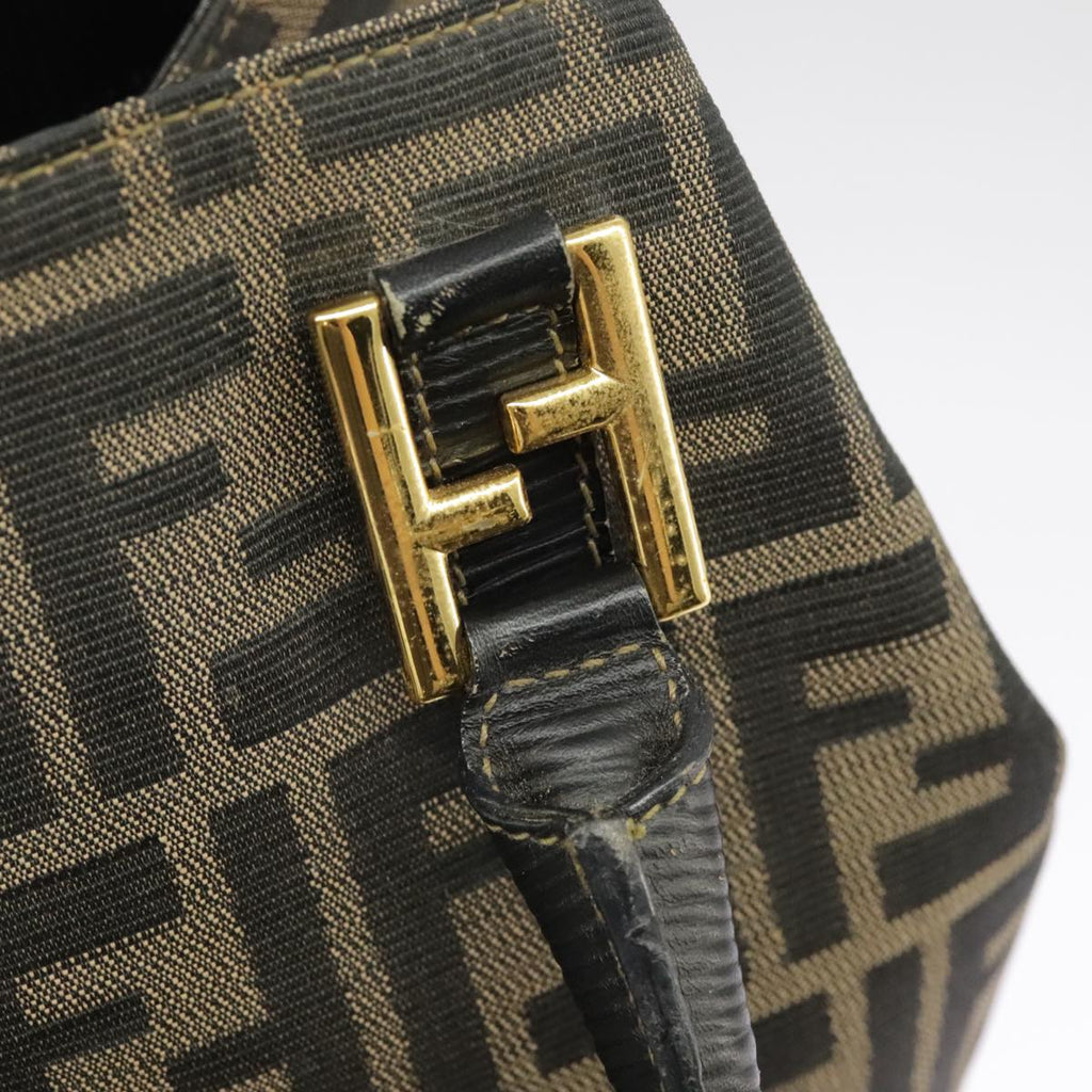 FENDI Zucca Canvas Hand Bag Brown Black Gold 98285