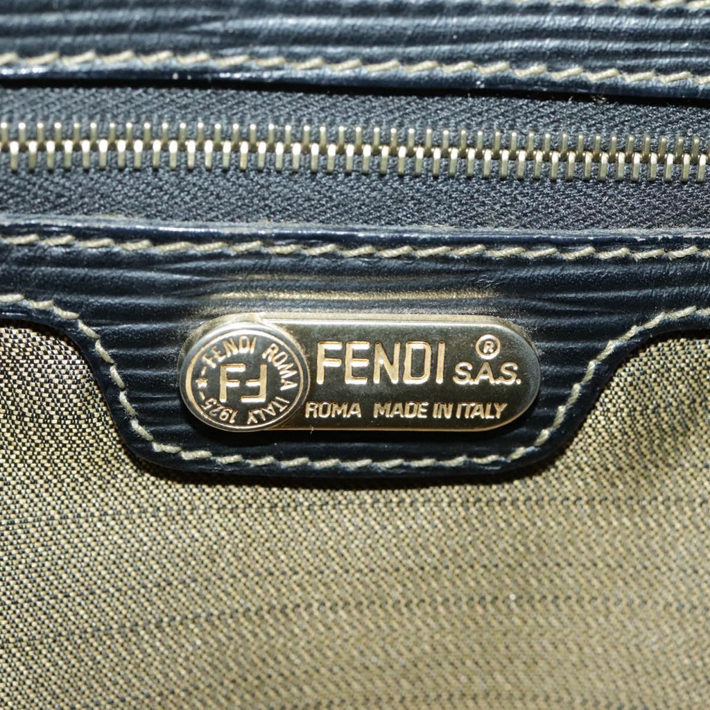 FENDI Zucca Canvas Hand Bag Brown Black Gold 98285