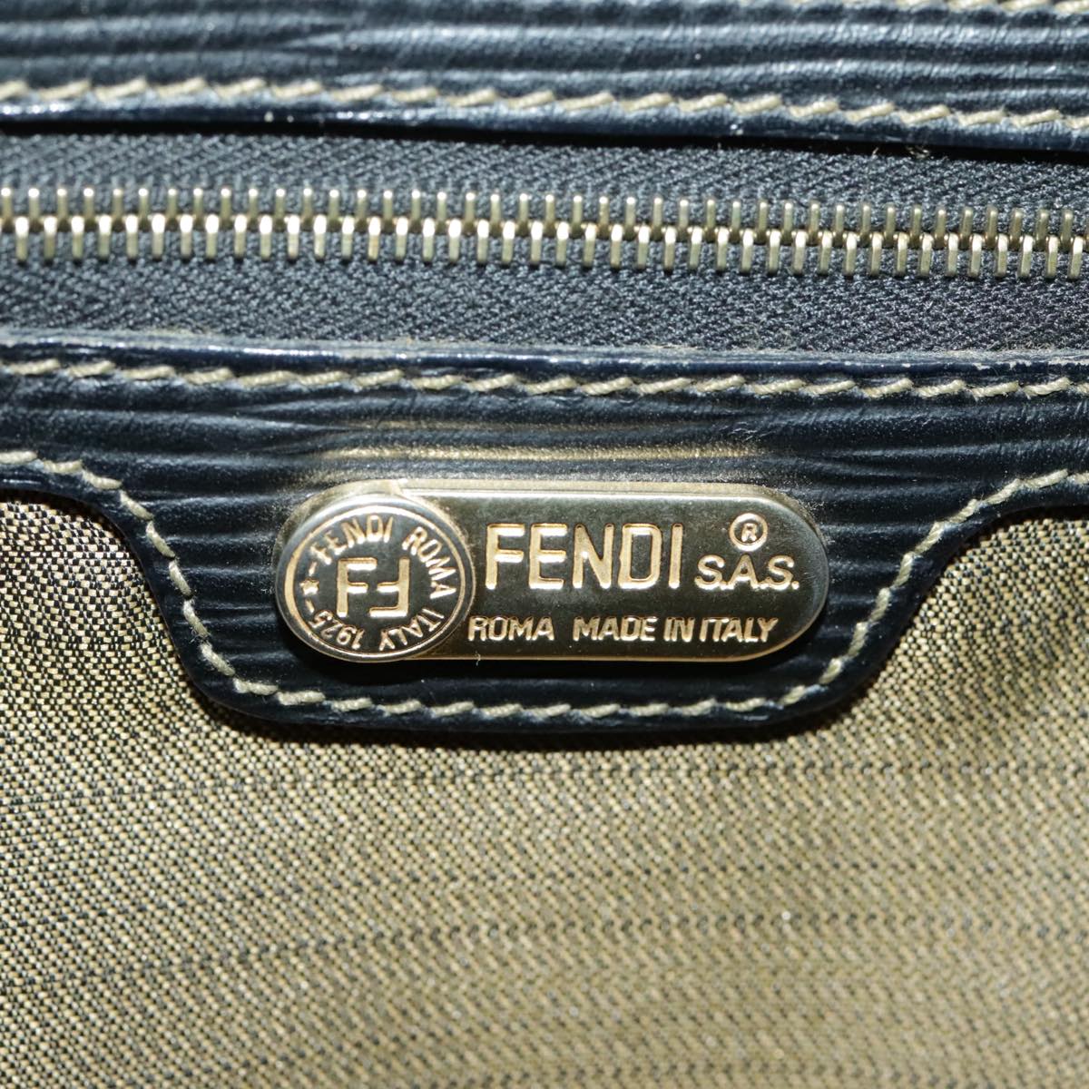 FENDI Zucca Canvas Hand Bag Brown Black Gold 98285