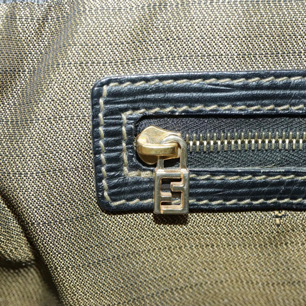 FENDI Zucca Canvas Hand Bag Brown Black Gold 98285