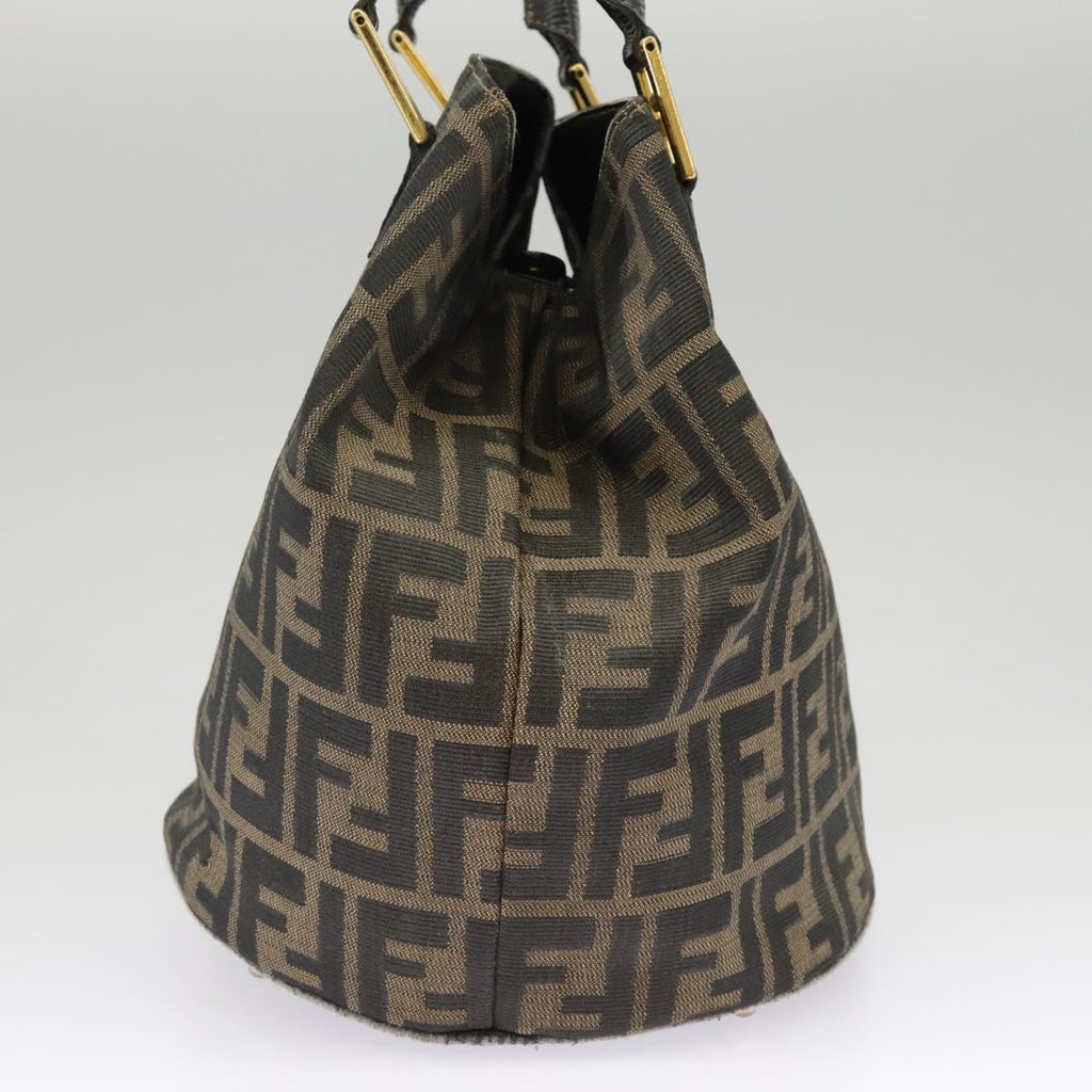FENDI Zucca Canvas Hand Bag Brown Black Gold 98285