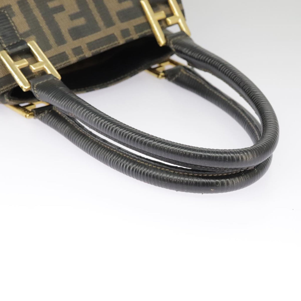 FENDI Zucca Canvas Hand Bag Brown Black Gold 98285