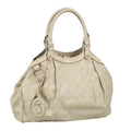 GUCCI GG Canvas Guccissima Hand Bag Leather White Gold 211944 98286