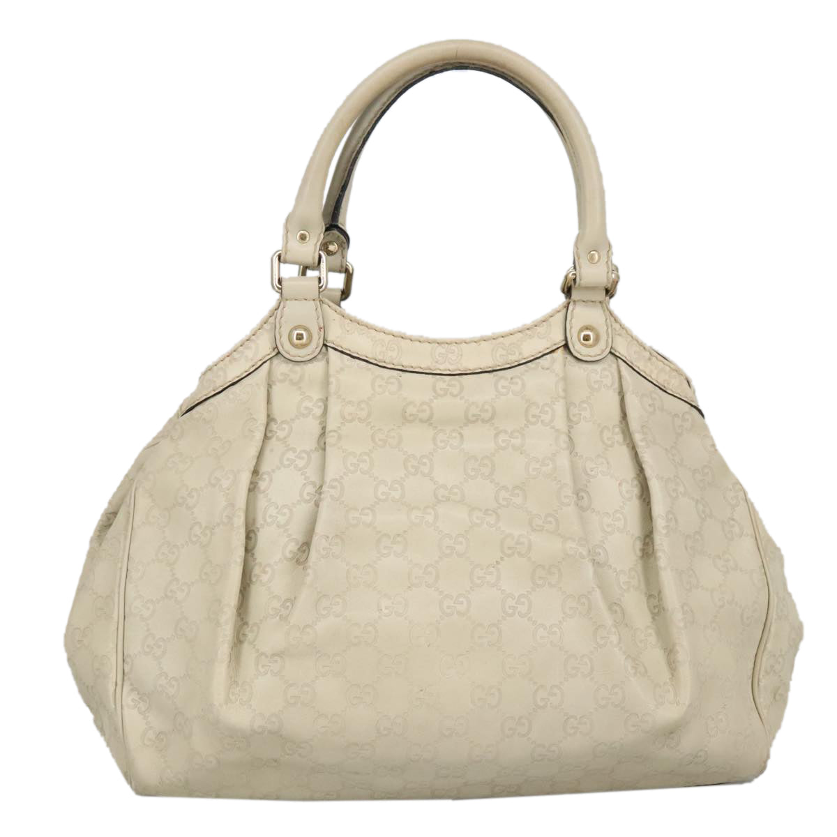 GUCCI GG Canvas Guccissima Hand Bag Leather White Gold 211944 98286