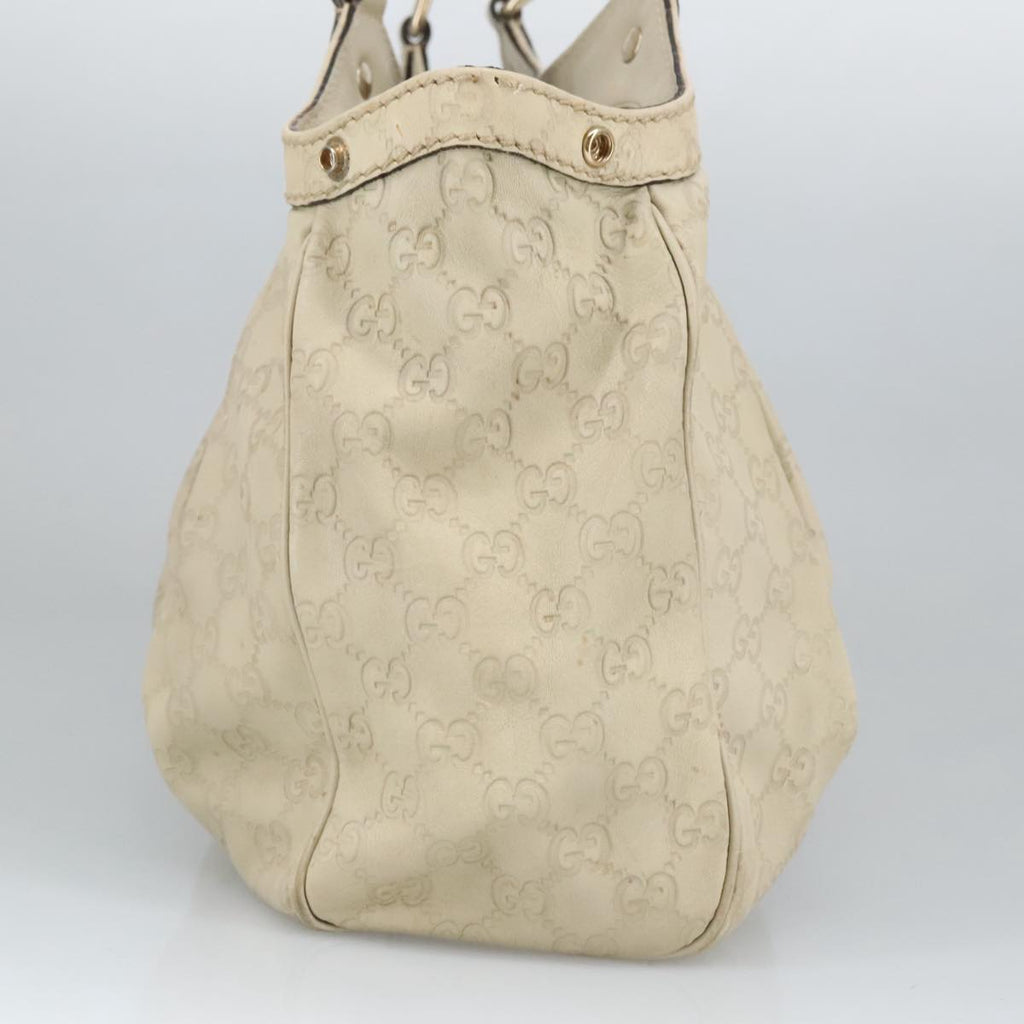 GUCCI GG Canvas Guccissima Hand Bag Leather White Gold 211944 98286