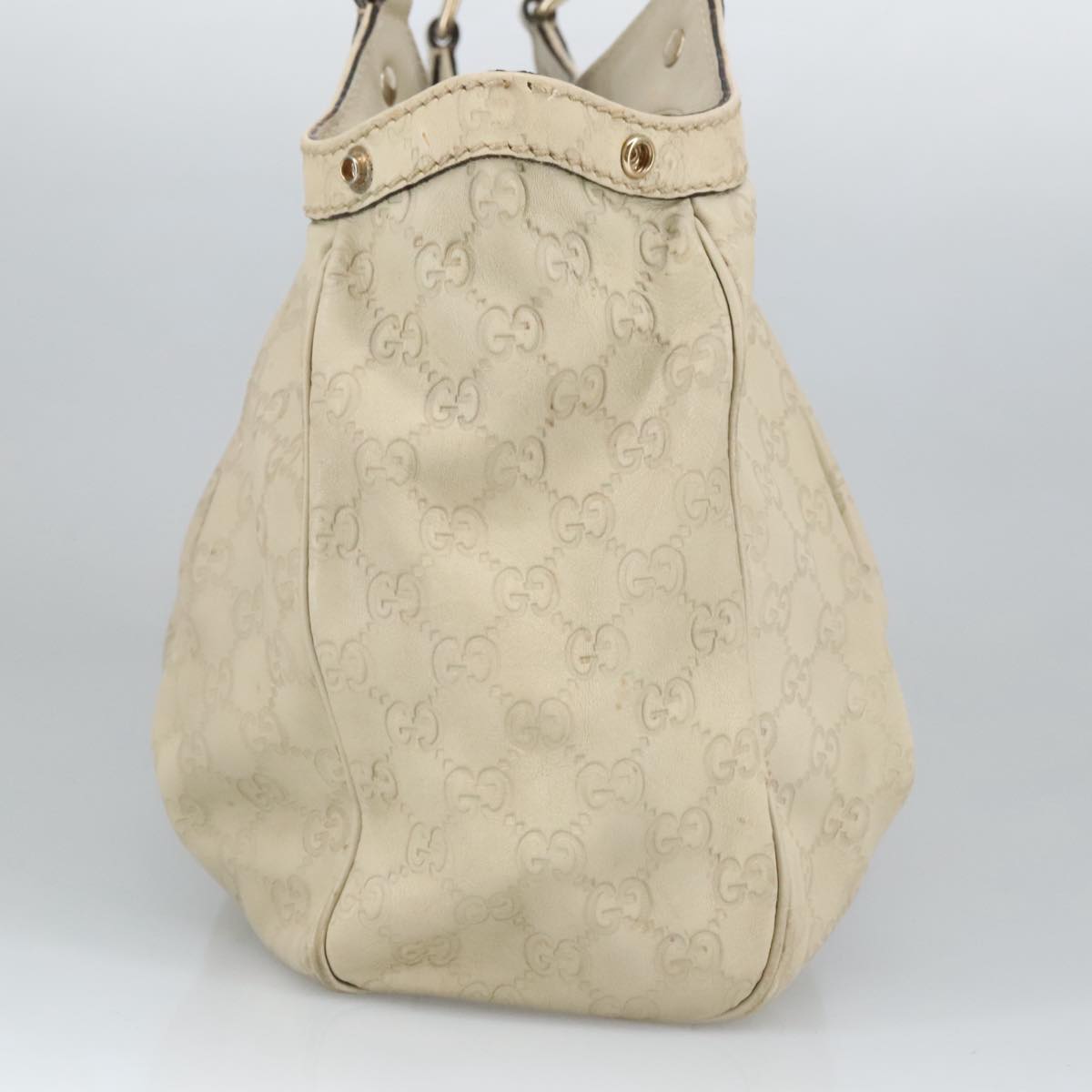 GUCCI GG Canvas Guccissima Hand Bag Leather White Gold 211944 98286