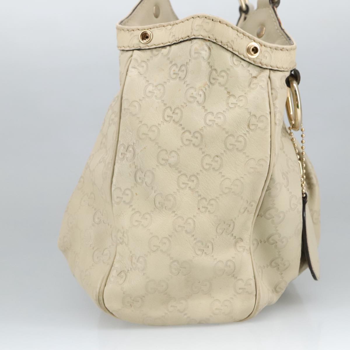 GUCCI GG Canvas Guccissima Hand Bag Leather White Gold 211944 98286