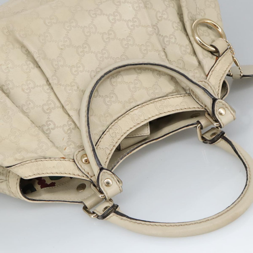 GUCCI GG Canvas Guccissima Hand Bag Leather White Gold 211944 98286