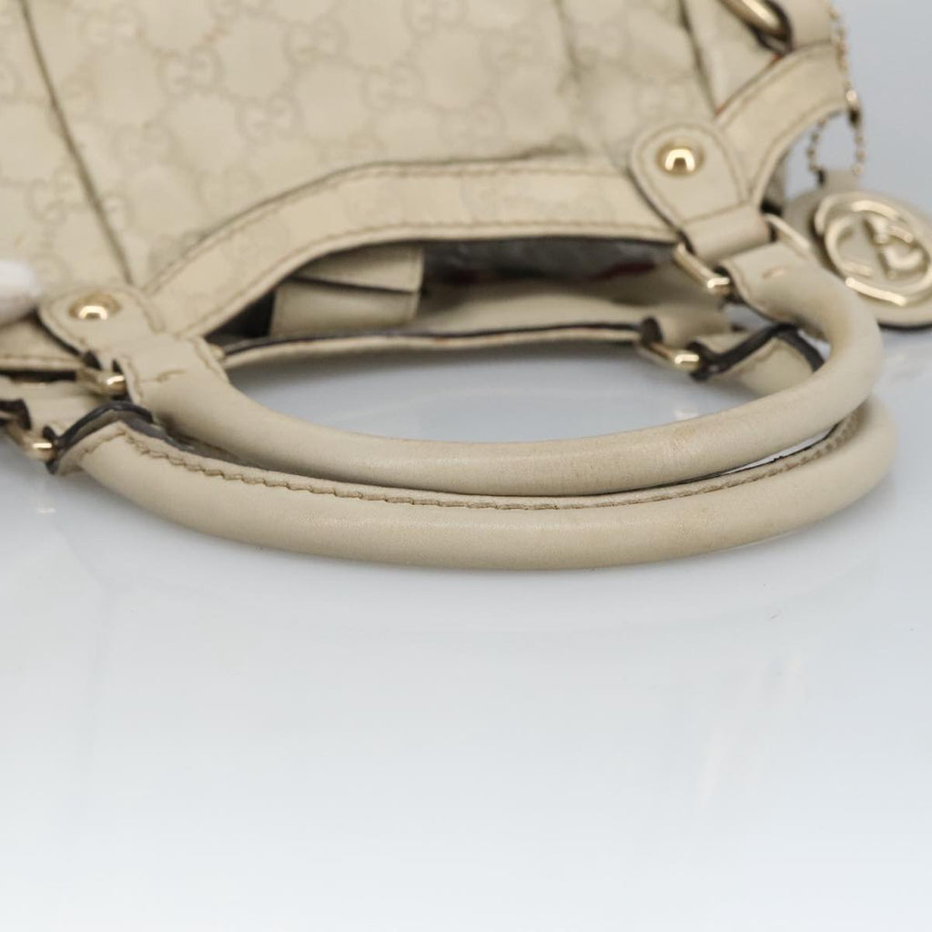 GUCCI GG Canvas Guccissima Hand Bag Leather White Gold 211944 98286