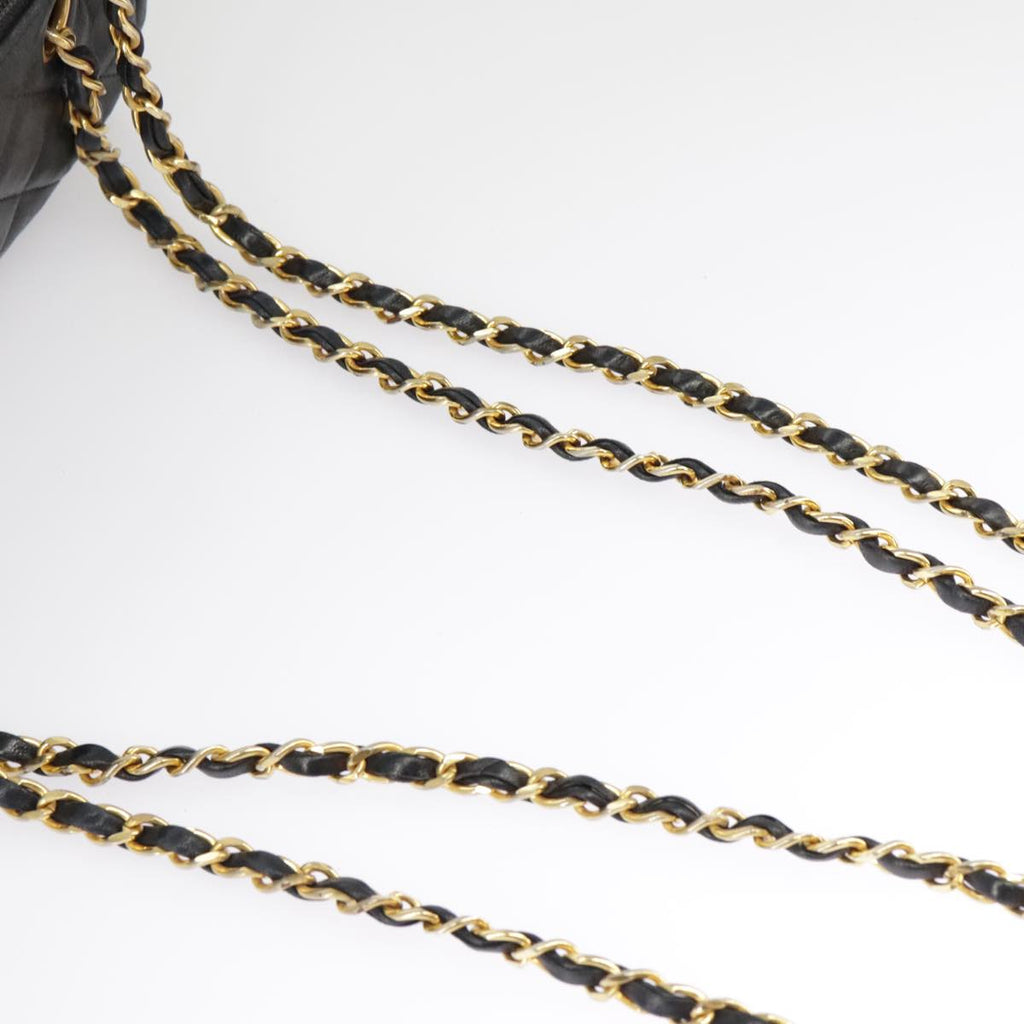 CHANEL Matelasse Chain Shoulder Bag Leather Navy Gold CC 98296
