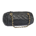 CHANEL Matelasse Chain Shoulder Bag Leather Navy Gold CC 98296
