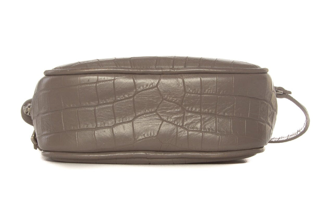 YSL Grey Embossed Croc Blogger  Cross-Body