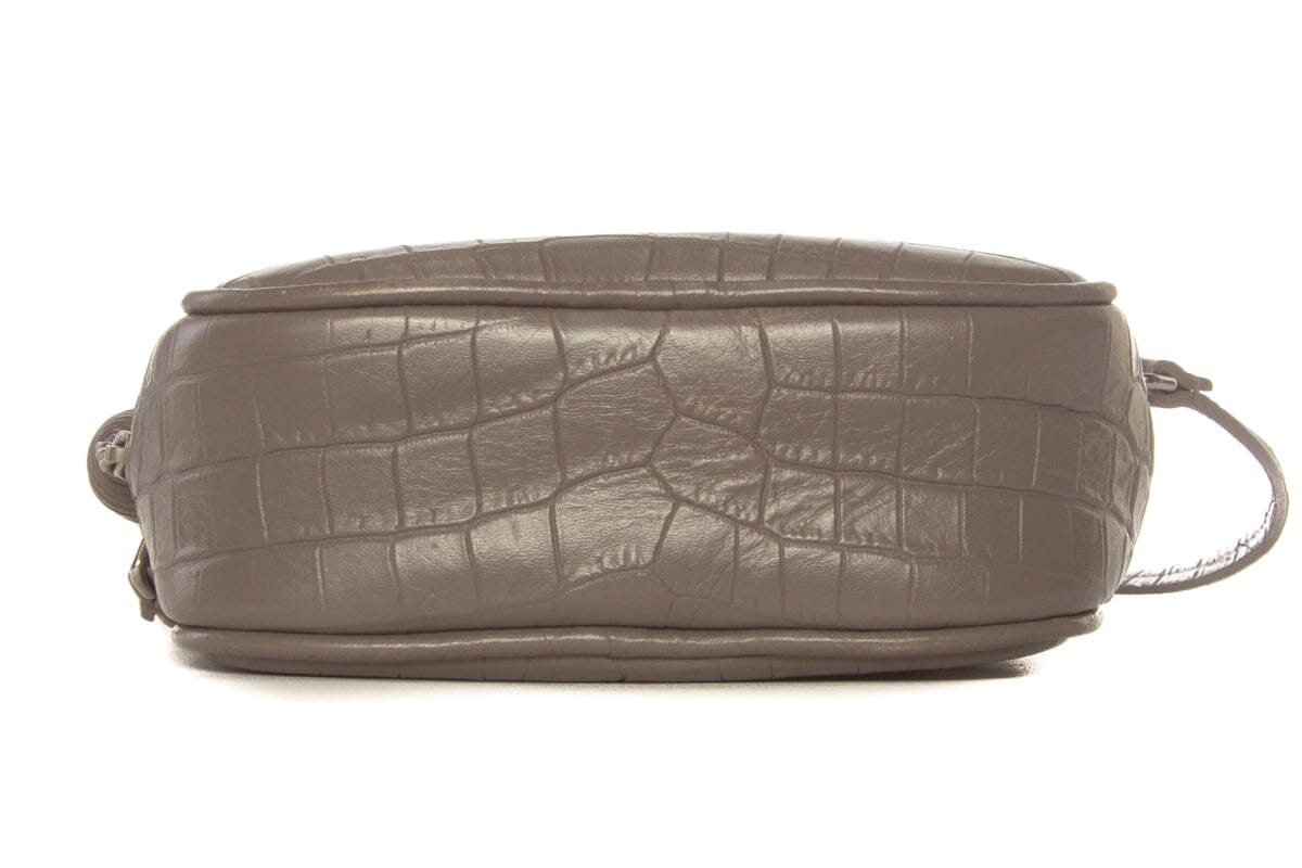 YSL Grey Embossed Croc Blogger  Cross-Body