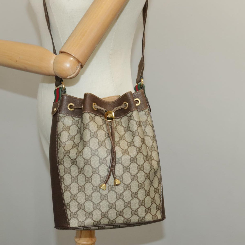 GUCCI GG Supreme Web Sherry Line Shoulder Bag PVC Beige 164 02 034 98308
