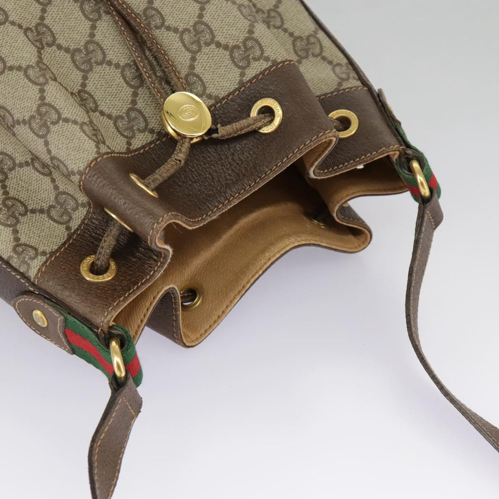 GUCCI GG Supreme Web Sherry Line Shoulder Bag PVC Beige 164 02 034 98308