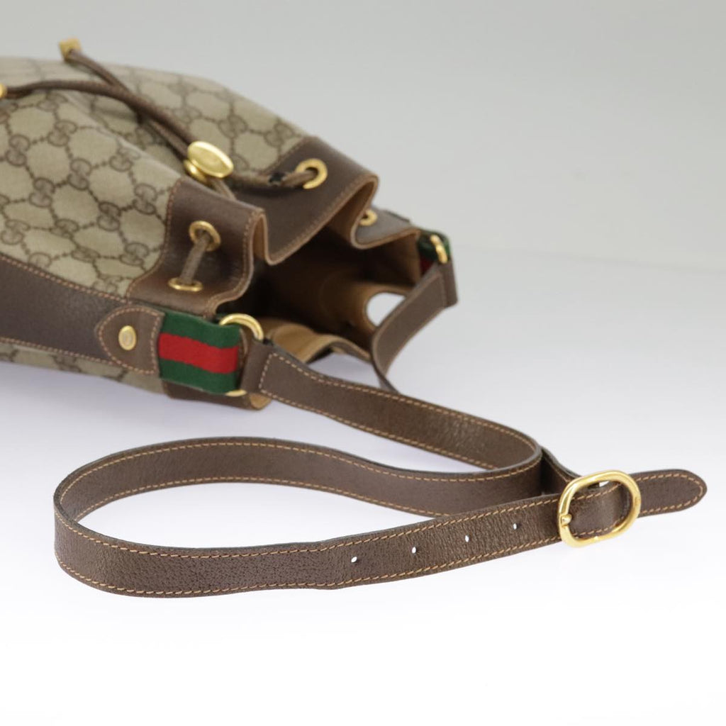 GUCCI GG Supreme Web Sherry Line Shoulder Bag PVC Beige 164 02 034 98308
