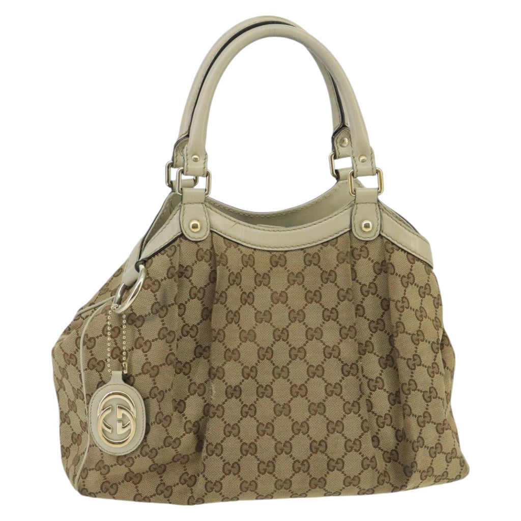 GUCCI GG Canvas Tote Bag Beige Gold 211944 98334