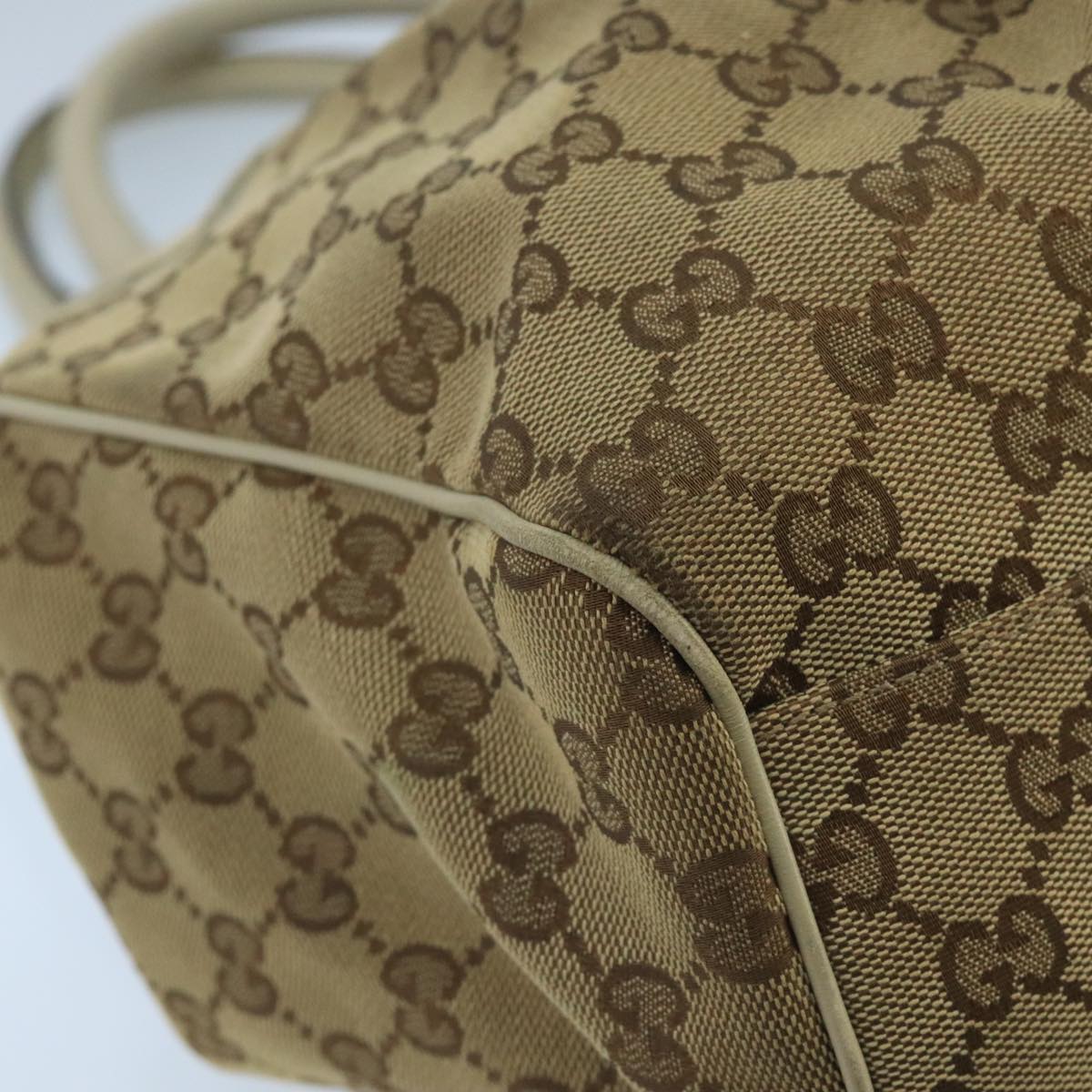 GUCCI GG Canvas Tote Bag Beige Gold 211944 98334