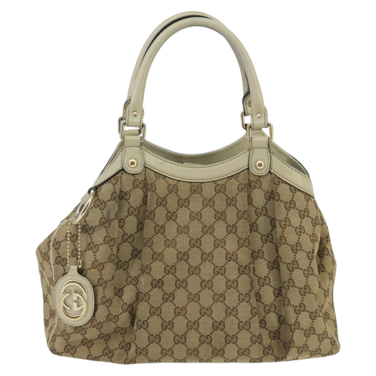 GUCCI GG Canvas Tote Bag Beige Gold 211944 98334