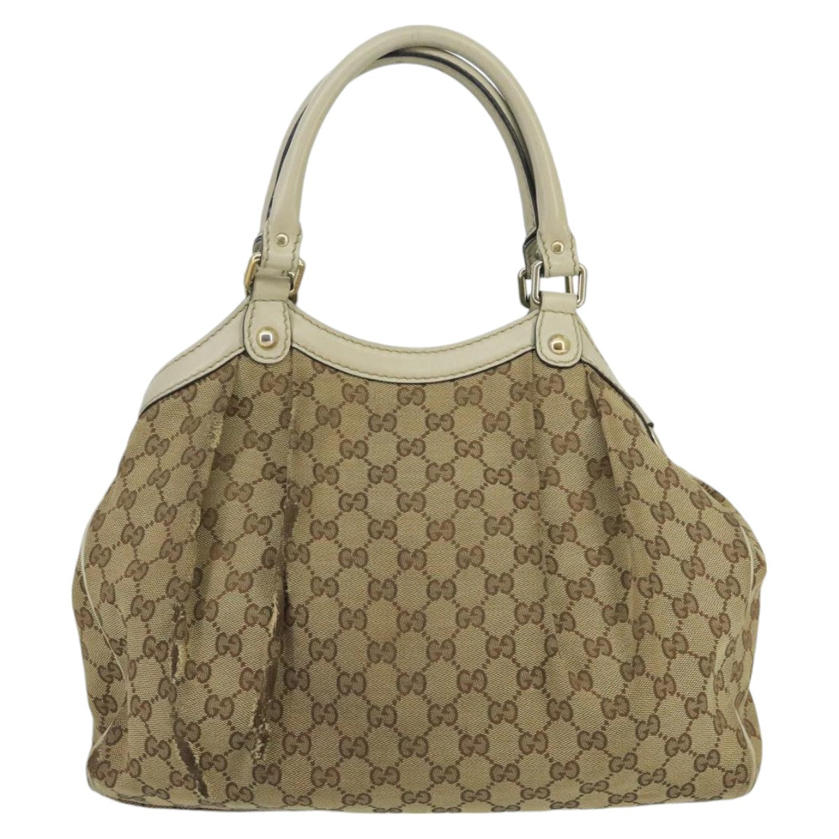 GUCCI GG Canvas Tote Bag Beige Gold 211944 98334