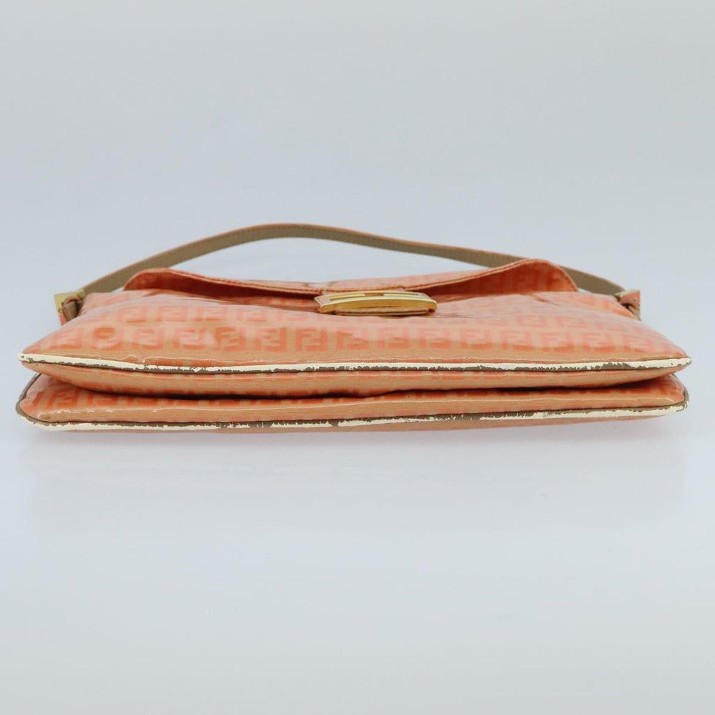 FENDI Zucchino Canvas Mamma Baguette Shoulder Bag Enamel Gold Orange 98336